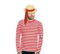 The Dragons Den Venetian Gondola Kit - Red Striped Long Sleeve Top, Boater Hat & Red Sash