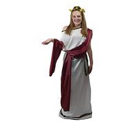 The Dragons Den Womens Greek Goddess Roman Senator Grecian Mythology Toga Robes Historical Fancy Dress Costume [Red S-M]