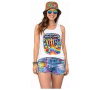 The Dragons Den Womens Imagine 1960s Psychedelic 1970s Hippie Festival Fancy Dress Set [XL]