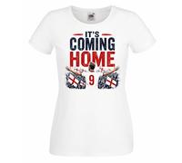 The Dragons Den Womens Its Coming Home No.7 England Supporters Lady Fit White T-Shirt [S]