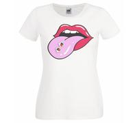 The Dragons Den Womens LSD Strawberry Acid Trip Double Drop Blotter Festival Rave Lady Fit White T-Shirt [XXL]