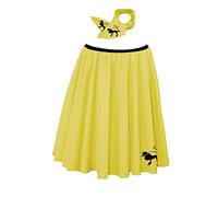 The Dragons Den Yellow 22" Poodle Rock & Roll Skirt Set - Black Waistband & Poodle Print[8-14UK]