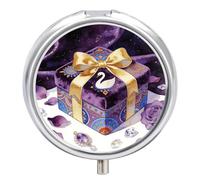 The Dream Box Under The Starry Veil Round Pill Box Cute Small Fish Oil Cases Portable 3 Compartment Pill Boxes Round Pill Case with Mirror for Vitamins Medication Supplements Gift