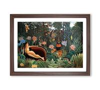 The Dream By Henri Rousseau Classic Painting Framed Print | A4 Walnut Framed Wall Art | Ready to Hang | Classic Historical Picture | Living Room Bedroom Lounge Office