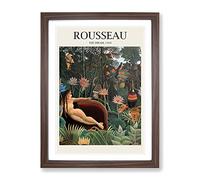 The Dream By Henri Rousseau Exhibition Museum Painting Framed Print | A2 Walnut Framed Wall Art | Ready to Hang | Modern Historical Picture | Living Room Bedroom Lounge Office