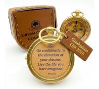 The Dream Chaser Compass in Leathe Case - 2026 Graduation Gifts for Him, College, High School, Birthday Gift Idea for Son, Boys - Greeting Card Included, Inspirational, Motivational Present