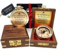The Dream Chaser Compass, in Wooden Box - Go Confidently-2026 Graduation Gifts for Him, College, High School, Birthday Gift Idea for Son, Boys - Greeting Card Included, Motivational Present