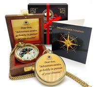 The Dream Chaser Compass in Wooden Box - Son Gifts, Graduation Gifts for Him, Birthday Gifts for Men, Inspirational, Motivational, Christmas, 2024 College Graduates, Grandson - Greeting Card Included