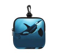 The Dreamer Orca, Coin Purse Square Zipper Storage Bag, Change Pouch with Lobster Buckle Clasp Buckle, Change Purse