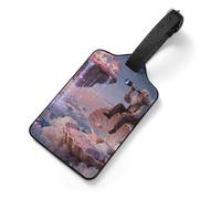 The Dreamland of The Starry Sky Wanderer Luggage Tags for Suitcases, PU Leather Travel Baggage Tags with Stainless Steel Loops Privacy Name ID Cards, Waterproof Travel Essentials for Cruise, Airport,