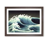 The Dreamy Ocean Wave H1022 Framed Print for Living Room Bedroom Home Office Décor, Wall Art Picture Ready to Hang, Walnut A4 Frame (34 x 25 cm)