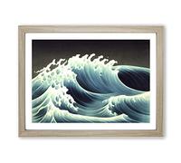 The Dreamy Ocean Wave H1022 Framed Print for Living Room Bedroom Home Office Décor, Wall Art Picture Ready to Hang, Oak A3 Frame (46 x 34 cm)