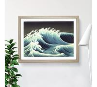 The Dreamy Ocean Wave H1022 Framed Print for Living Room Bedroom Home Office Décor, Wall Art Picture Ready to Hang, Oak A4 Frame (34 x 25 cm)