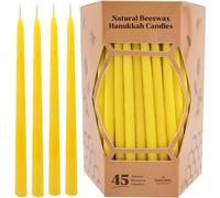 The Dreidel Company Dripless Hanukkah Candles Multicolored, Hand-Made Striped Deluxe Tapered Decorations, Chanukkah Menorah Candles for All 8 Nights (Natural Beeswax)