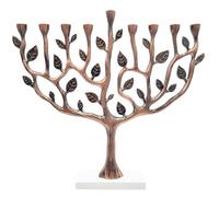 The Dreidel Company Hanukkah Menorah Tree of Life with Stone Base (Copper)