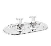 The Dreidel Company Shabbat Candlesticks Candle Holders Silver Plated, Grape Design 2 Candlesticks (1 Set)