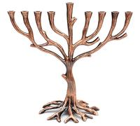 The Dreidel Company Tree of Life Menorah Rustic Gold Finish for Hanukkah (Rustic Copper Finish)