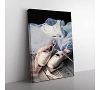 The Dress & Slippers Of A Ballerina In Abstract Modern Canvas Wall Art Print Ready to Hang, Framed Picture for Living Room Bedroom Home Office Décor, 60x40 cm (24x16 Inch)
