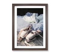 The Dress & Slippers Of A Ballerina In Abstract Modern Framed Wall Art Print, Ready to Hang Picture for Living Room Bedroom Home Office Décor, Walnut A4 (34 x 25 cm)