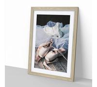 The Dress & Slippers Of A Ballerina In Abstract Modern Framed Wall Art Print, Ready to Hang Picture for Living Room Bedroom Home Office Décor, Oak A2 (64 x 46 cm)
