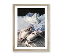 The Dress & Slippers Of A Ballerina In Abstract Modern Framed Wall Art Print, Ready to Hang Picture for Living Room Bedroom Home Office Décor, Oak A3 (34 x 46 cm)