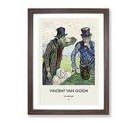 The Drinkers After Daumier By Vincent Van Gogh Exhibition Museum Painting Framed Wall Art Print, Ready to Hang Picture for Living Room Bedroom Home Office Décor, Walnut A4 (34 x 25 cm)