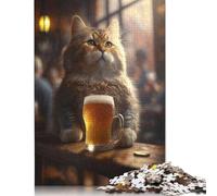 The Drinking Cat Jigsaw Puzzles for Adults Kids. 1000 Piece Whimsical Challenge Toy Educational Games Home Decoration for Adults& Kids Age 14 Years Up 1000pcs (38x26cm)