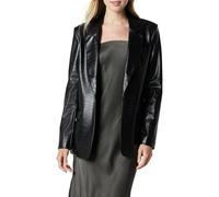 The Drop Anouk Faux-Leather Long Blazer, Black Croc, XXS