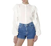 The Drop Arianna Dramatic Ruffle Sleeve Cotton Blouse, White, XXL Plus