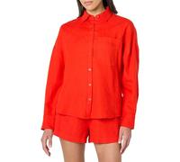 The Drop Avila Classic Linen Button Down Shirts, Flame Red, M