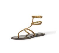 The Drop Casper Gladiator Thong Ankle Sandal Strap, Cognac Microsuede, 3.5 UK