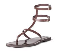 The Drop Casper Gladiator Thong Ankle Sandal Strap, Mahogany, 7.5 UK
