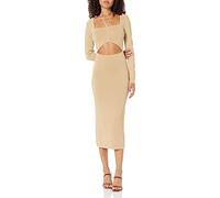 The Drop Corbin Long Sleeve Halter Neck Cut-Out Midi Dress, Curds & Whey, 5XL, Plus Sizes