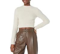 The Drop Ezra Cropped Mock Neck Sweater, Creme Bruelee, 5XL Plus