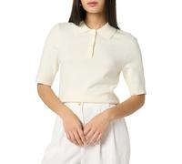 The Drop Gero Short Sleeve Splitneck Polo Sweater Tee Pullover, Ivory, XS