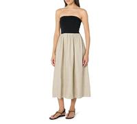 The Drop Hellen Strapless Mixed Media Maxi Dress, Black/Natural Linen, XXL