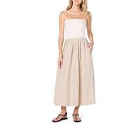The Drop Hellen Strapless Mixed Media Maxi Dress, White/Natural Linen, L