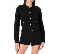 The Drop Janice Gold Button Fitted Sweater Cardigan, Black, XL