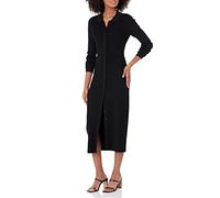 The Drop Jaxon Button-Down Ribbed Sweater Dress, Black, S