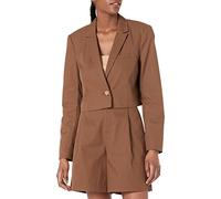 The Drop Karina Cropped Boxy Blazer, Toffee Brown, XXS
