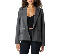 The Drop Liza Relaxed Double-Breasted Blazer, Heather Grey, L