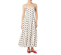 The Drop Luna Scoop Neck Linen Maxi Dress, Whisper White/Black Polka Dot, XXL Plus