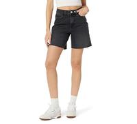 The Drop Mari Long Relaxed Denim Short, Faded Black, 14