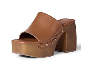 The Drop Millie Platform Open Toe Mule, Cognac, 6.5 UK