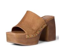 The Drop Millie Platform Open Toe Mule, Cognac Microsuede, 7.5 UK
