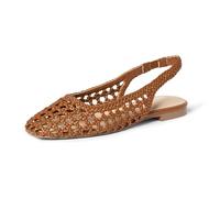 The Drop Palma Slingback Flat Sling Back Sandals, Cognac Woven, 4.5 UK