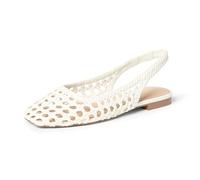 The Drop Palma Slingback Flat Sling Back Sandals, Ivory Woven, 5 UK