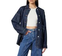 The Drop Pilar Long Denim Shirt Jacket, Dark Indigo, L