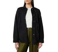 The Drop Pilar Long Denim Shirt Jacket, Washed Black, S