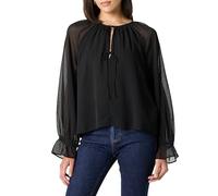The Drop Piper Tie Front Feminine Blouse, Black, XL